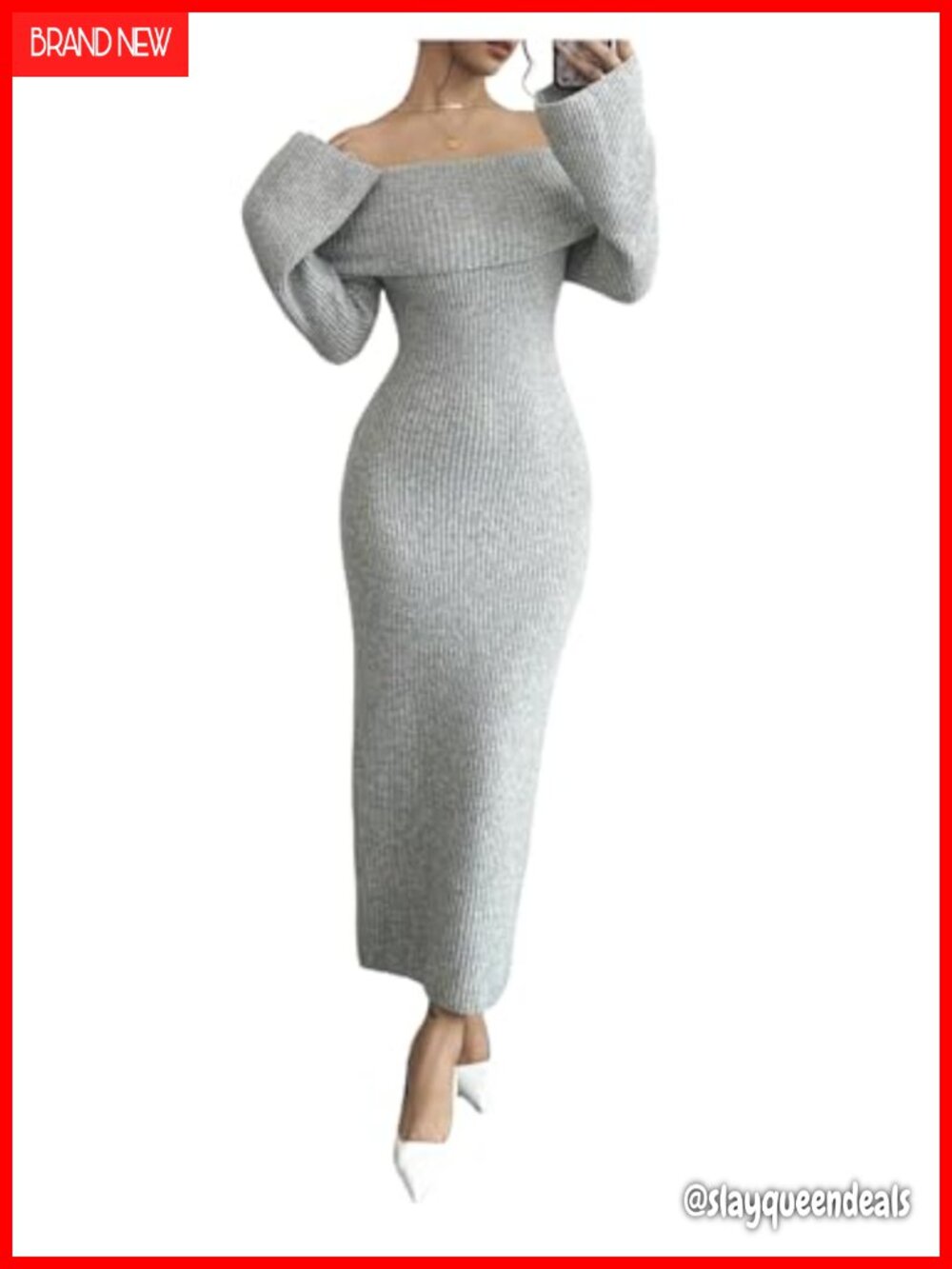 Off Shoulder Ribbed Sweater Dress Long Sleeve Bodycon Cocktail Party Dress